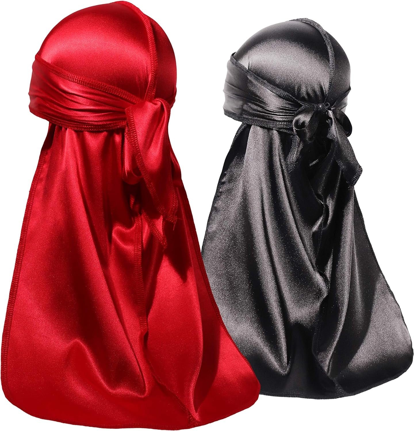Durags for Men, Silky Satin Durag, Do Rag for Waves, 2 Pieces | Long Straps, Wide Band, Breathable Fabric, Smooth Texture, Unisex Fit, for Workout, Wave Compression, Nighttime Wear