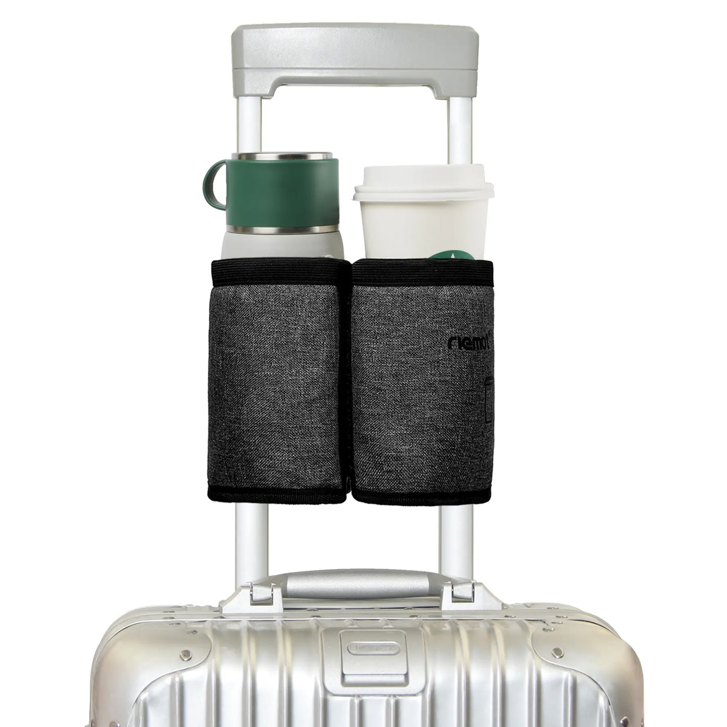 Stylish Luggage Cup Holder - Organized, Functional Roll-On Suitcase Handle Accessory, Hands-Free Drink Carrier, Accommodates 2 Mugs, Secures Mugs, Travel Gifts for Flight Attendants