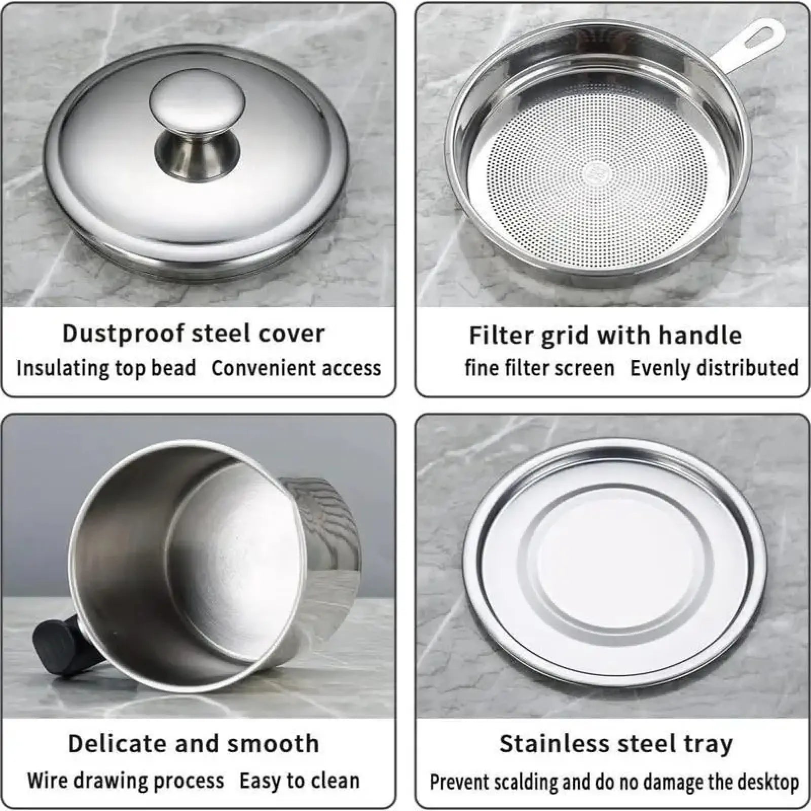 1 Count Modern Kitchen Oil Dispenser with Tray & Lid,Stainless Steel Oil Pot with Filter,Bacon Grease Container, Cooking Oil Can, Kitchenware, Utensils, Kitchen Gadgets