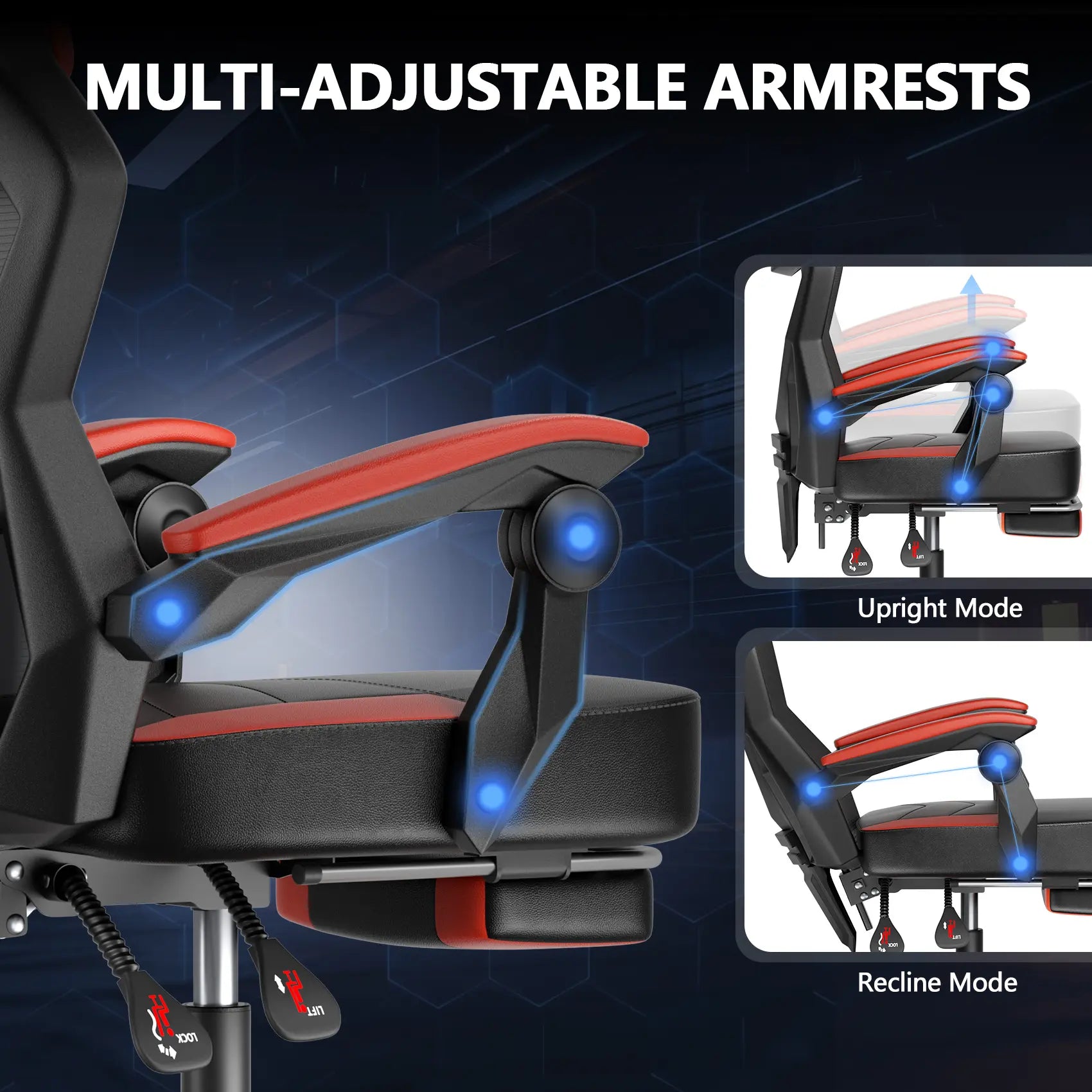 【Mecha Glow Chair】Mr IRONSTONE Gaming Chair, Mecha Style Breathable Mesh Back Esports Chair with LED Lights & Footrest, Ergonomic High-Back Computer Desk Chair for Summer Cooling, Gamer Gift NEW Arrival!!!Level up Your Setup for Summer!