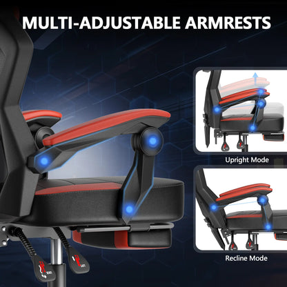 【Mecha Glow Chair】Mr IRONSTONE Gaming Chair, Mecha Style Breathable Mesh Back Esports Chair with LED Lights & Footrest, Ergonomic High-Back Computer Desk Chair for Summer Cooling, Gamer Gift NEW Arrival!!!Level up Your Setup for Summer!