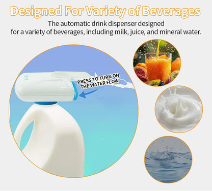 Electric Hands-Free Auto Drink Pump Dispenser for Gal Bottles - Milk Dispenser, No-Spill 1-Touch Beverage Pump for Fridge, Kitchen Organizer Gadget for Family [Mid Year Sale]