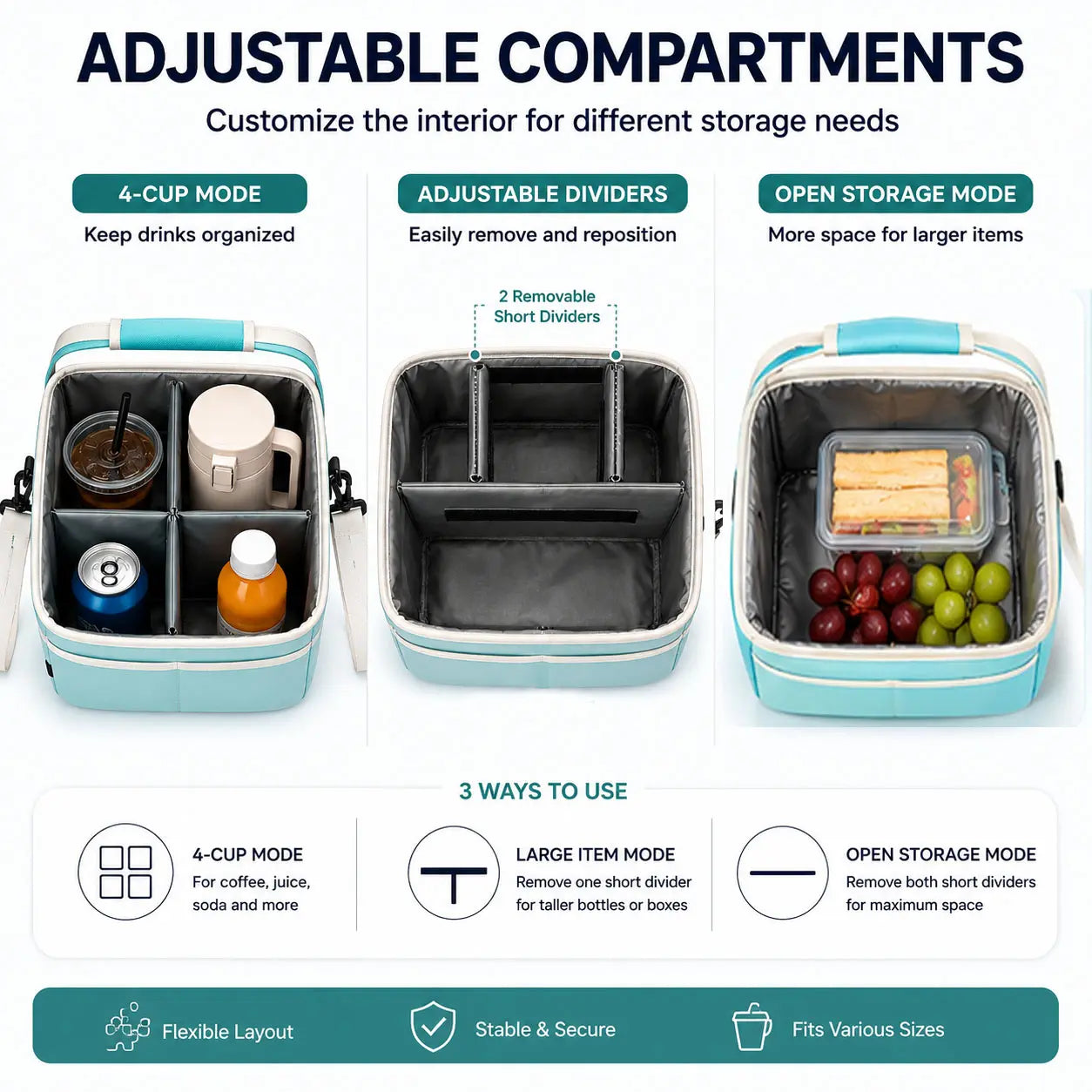 6-Cup Portable Drink Carrier Bag, Reusable Polyester Fabric Tote with Adjustable Dividers - Multi-Cup Organiser for Takeout & Outdoor Events, Multi-Cup Holders