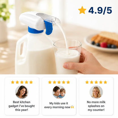 Electric Hands-Free Auto Drink Pump Dispenser for Gal Bottles - Milk Dispenser, No-Spill 1-Touch Beverage Pump for Fridge, Kitchen Organizer Gadget for Family [Mid Year Sale]