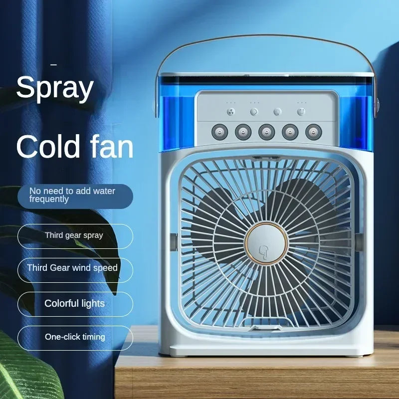 Mini Portable Humidifier Fan Air Conditioner Household Small Air Cooler Hydrocooling Portable Adjustment for Office 3 Speed Fan