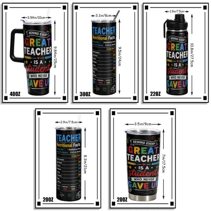 1 Pc, 40Oz/30Oz/22Oz/20Oz Stainless Steel Cup Teacher Appreciation Gift Vacuum Insulated Travel Flask Tumbler 18/8 Food Grade Double Wall Cup Insulated Drink Cup with Leak Proof Lid Keep Cold 24H Hot 12H Car Cup Holder Friendly for Teacher Stud