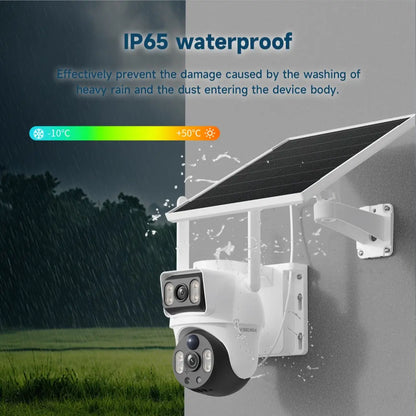 4G Solar Dual Lenses Security Camera, Wireless Outdoor, AI Human Detection, Dual View, 355° Pan 90° Tilt, PIR Motion Alert, IP65 Waterproof, Night Vision, App Remote, No Wifi Needed, Home Security System, Ai Security Camera System