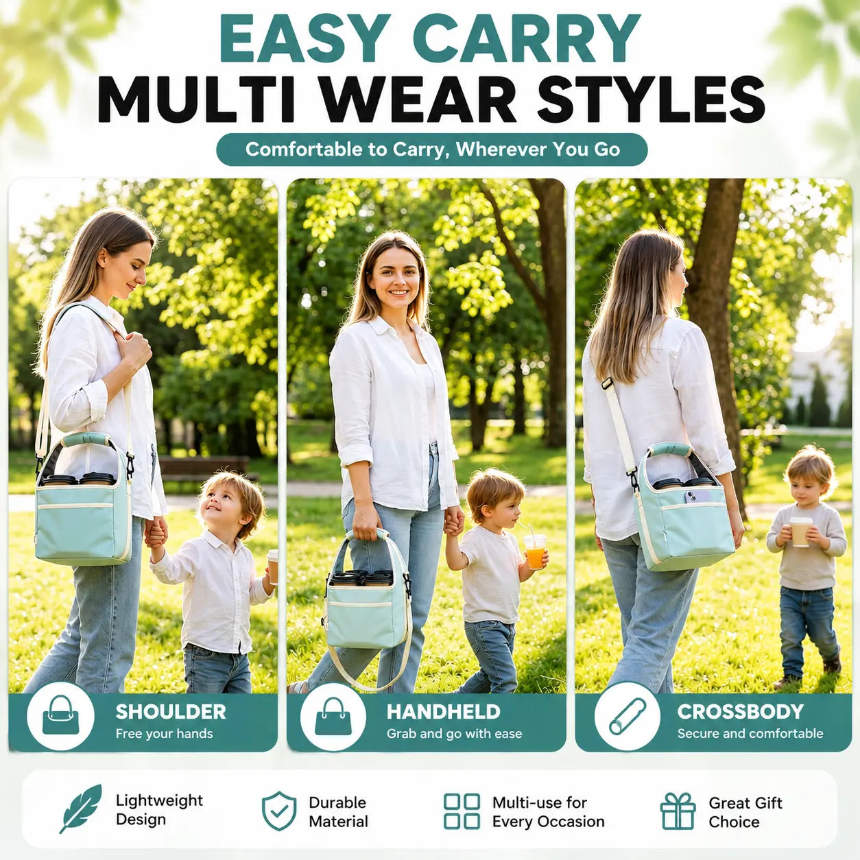 6-Cup Portable Drink Carrier Bag, Reusable Polyester Fabric Tote with Adjustable Dividers - Multi-Cup Organiser for Takeout & Outdoor Events, Multi-Cup Holders