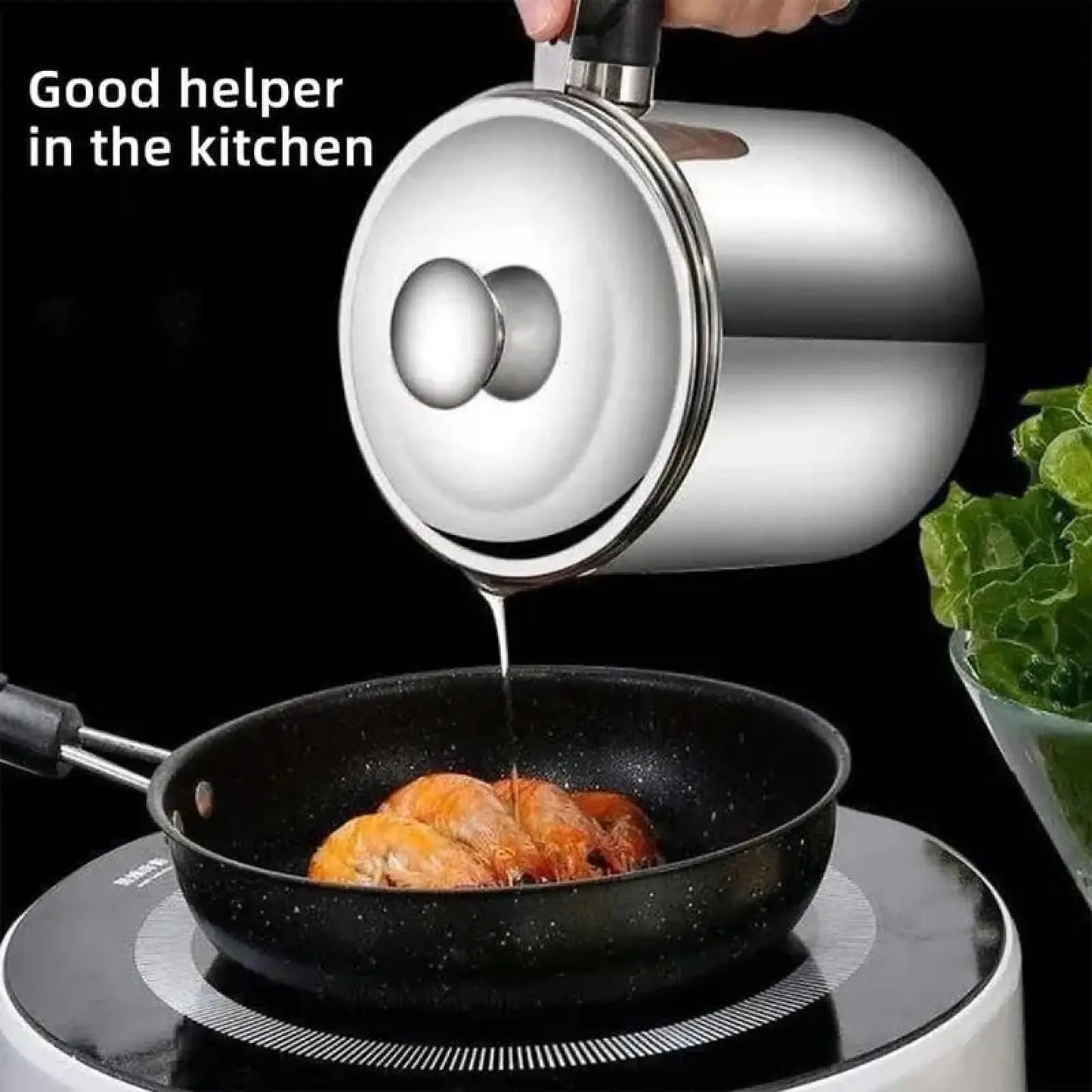 1 Count Modern Kitchen Oil Dispenser with Tray & Lid,Stainless Steel Oil Pot with Filter,Bacon Grease Container, Cooking Oil Can, Kitchenware, Utensils, Kitchen Gadgets
