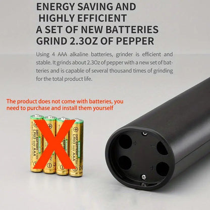 Electric Salt and Pepper Seasoning Grinder Set, 1- or 2-Count Battery-Powered Adjustable Grinder with LED Light, Base & Brush, Kitchen Gadget Gift, Kitchenware, Batteries Not Included #GLOBAL PICKS