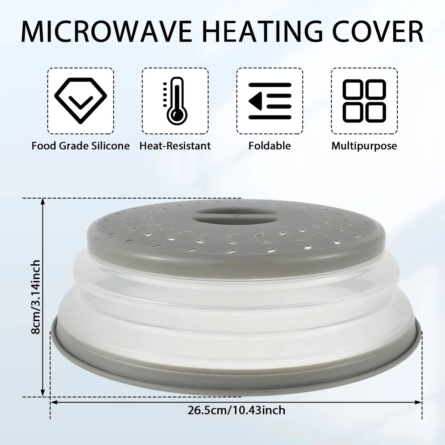 Microwave Splash Cover High Temperature Resistant Microwave Guard Lid Transparent Food Heating Cover with Steam Vent and Handle