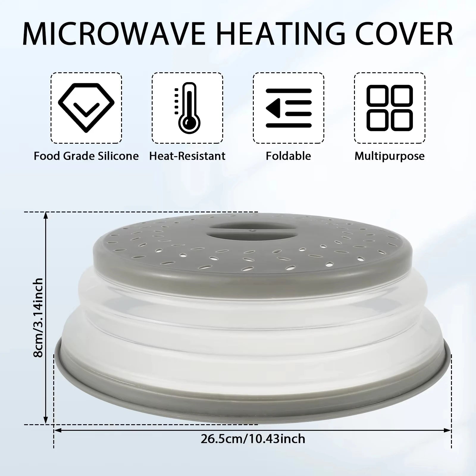 Microwave Splash Cover High Temperature Resistant Microwave Guard Lid Transparent Food Heating Cover with Steam Vent and Handle