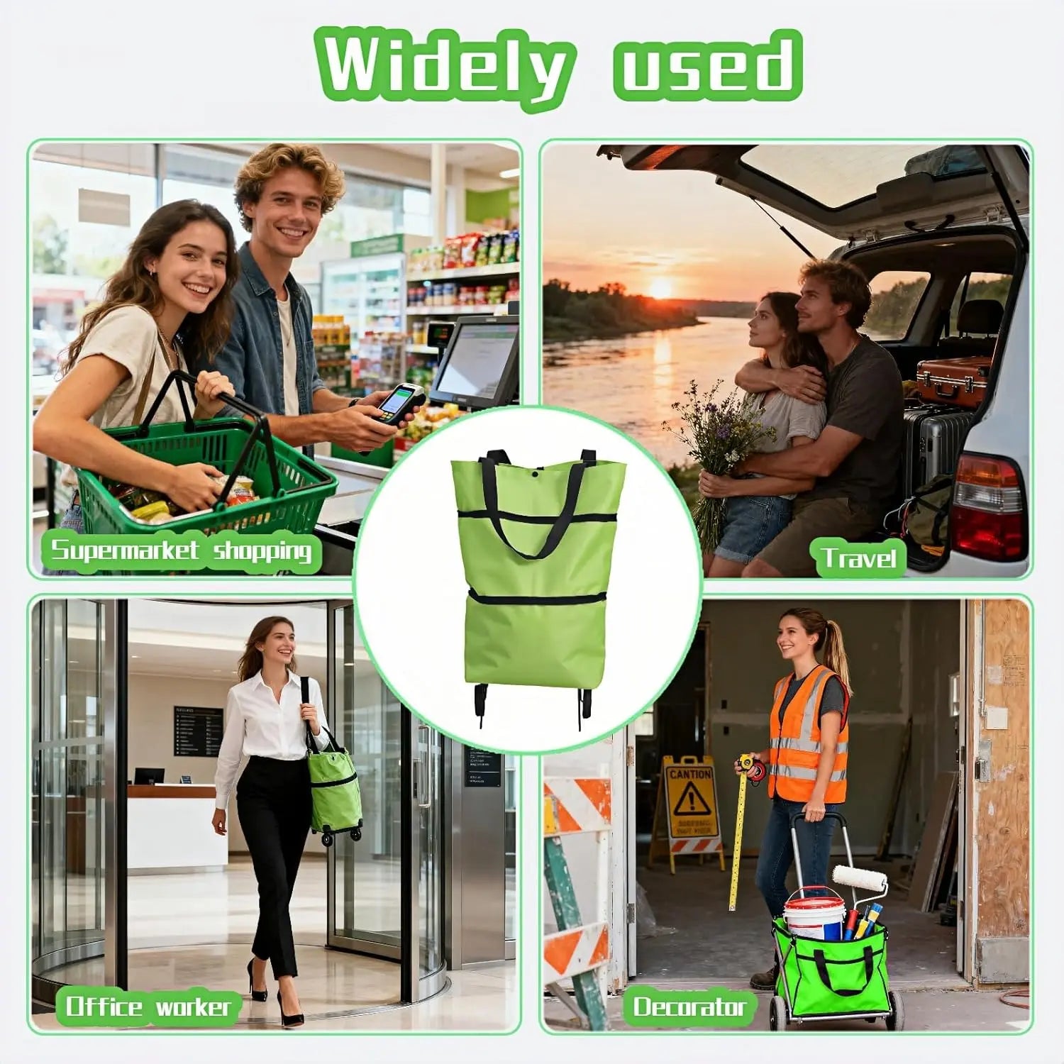 Collapsible Shopping Grocery Bag with Wheels Rolling Tote Bag with Wheels Large Reusable Shopping Bags Foldable Cart