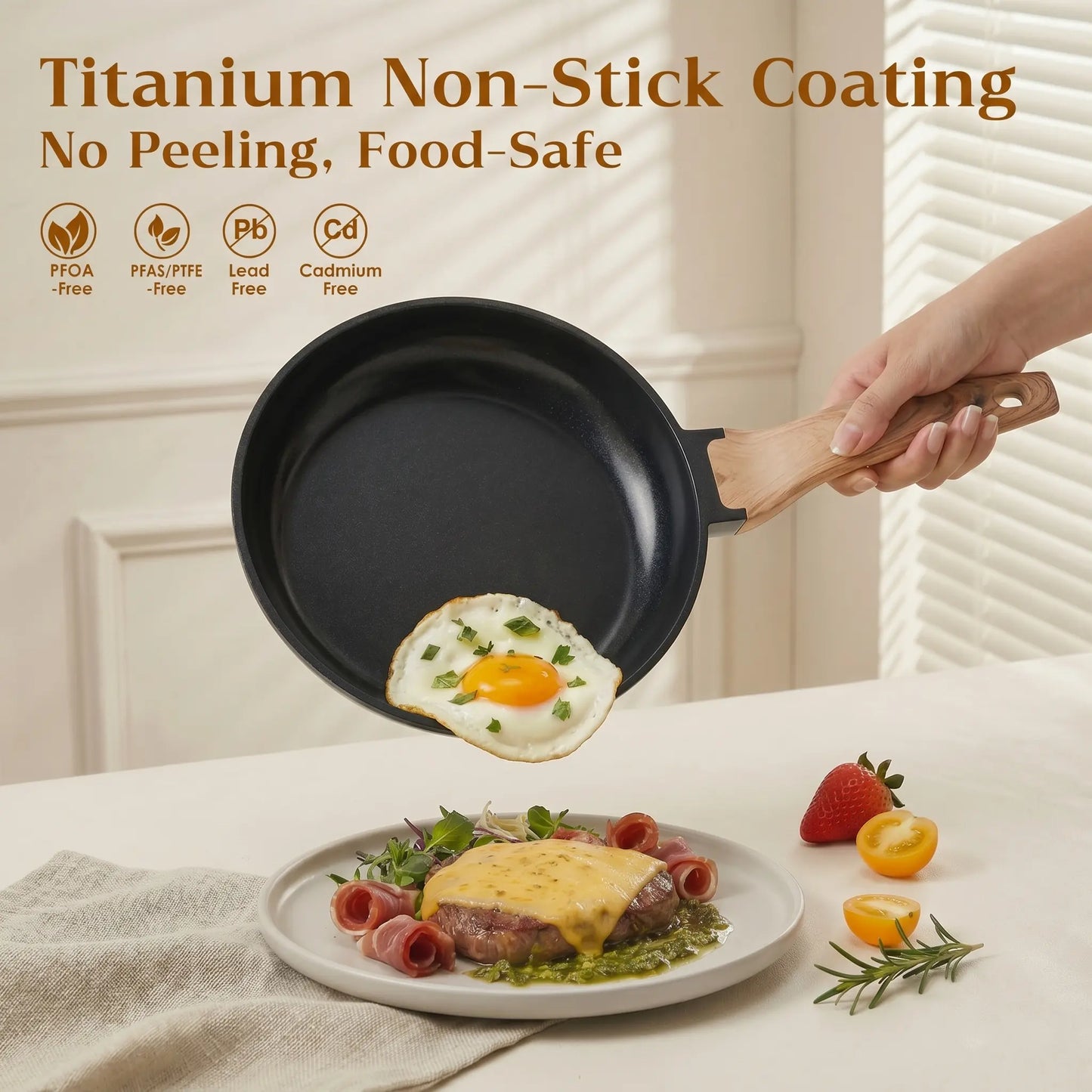 [ New ]FDN 16-Pc Aesthetic Cookware Collection, Non-Toxic Pfas-Free Titanium Caremic Granite Pots and Pans Set, Easy-Clean Oven & Dishwasher Safe, Induction Ready Cooking Set with 10" (24Cm) Fry Pan, Glass Lids, Kitchen Utensils, Aluminium, Deals for You