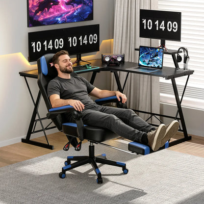 【Mecha Glow Chair】Mr IRONSTONE Gaming Chair, Mecha Style Breathable Mesh Back Esports Chair with LED Lights & Footrest, Ergonomic High-Back Computer Desk Chair for Summer Cooling, Gamer Gift NEW Arrival!!!Level up Your Setup for Summer!