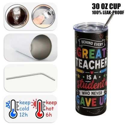1 Pc, 40Oz/30Oz/22Oz/20Oz Stainless Steel Cup Teacher Appreciation Gift Vacuum Insulated Travel Flask Tumbler 18/8 Food Grade Double Wall Cup Insulated Drink Cup with Leak Proof Lid Keep Cold 24H Hot 12H Car Cup Holder Friendly for Teacher Stud