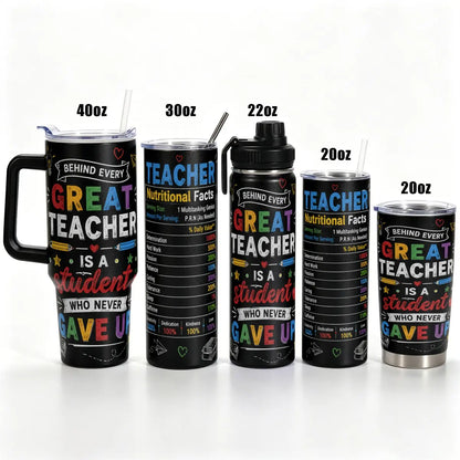 1 Pc, 40Oz/30Oz/22Oz/20Oz Stainless Steel Cup Teacher Appreciation Gift Vacuum Insulated Travel Flask Tumbler 18/8 Food Grade Double Wall Cup Insulated Drink Cup with Leak Proof Lid Keep Cold 24H Hot 12H Car Cup Holder Friendly for Teacher Stud