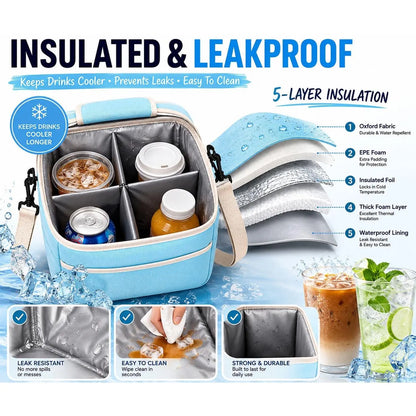 6-Cup Portable Drink Carrier Bag, Reusable Polyester Fabric Tote with Adjustable Dividers - Multi-Cup Organiser for Takeout & Outdoor Events, Multi-Cup Holders