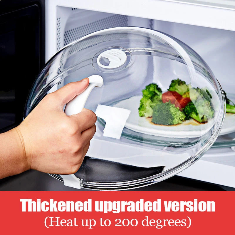 Microwave Splash Cover High Temperature Resistant Microwave Guard Lid Transparent Food Heating Cover with Steam Vent and Handle