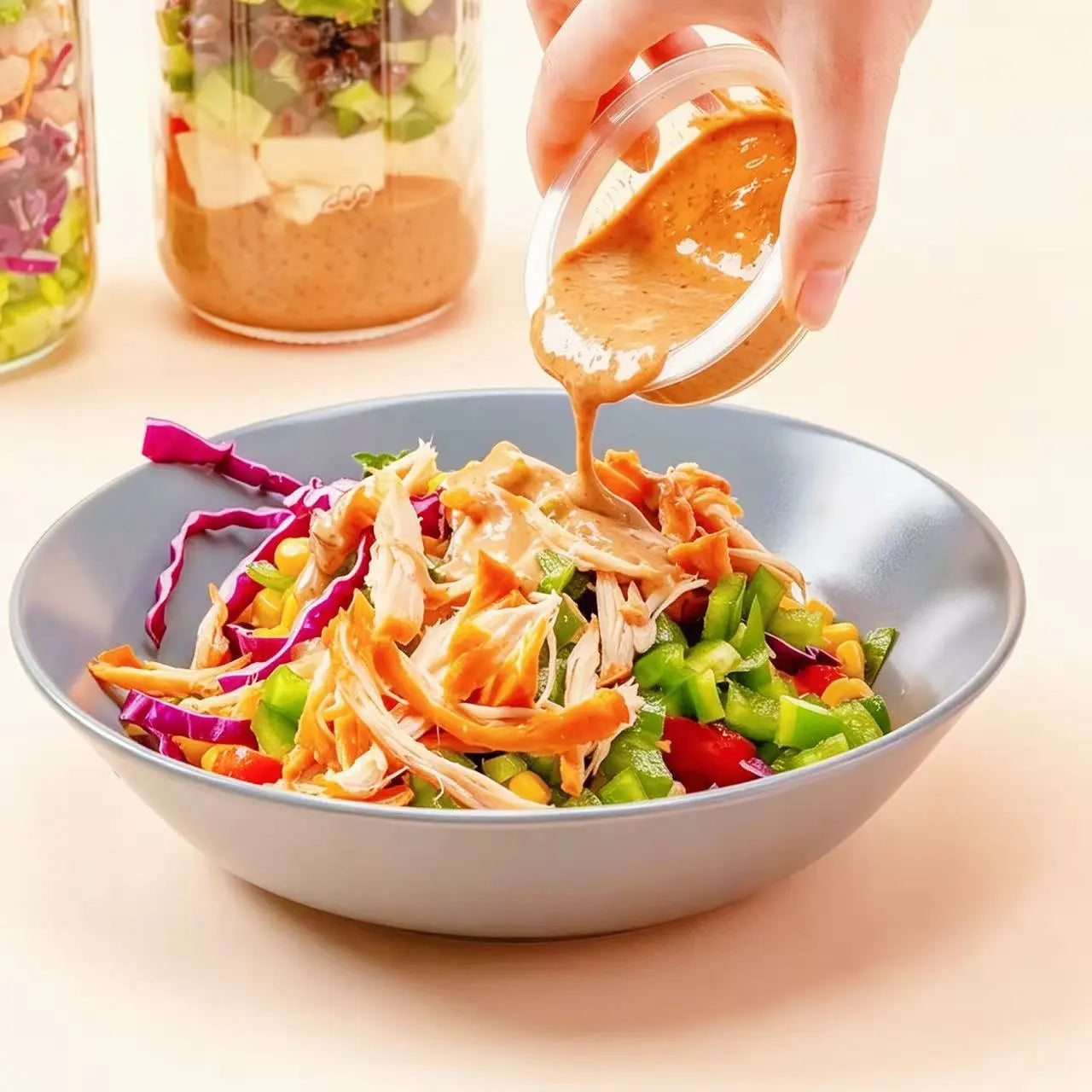 4-Pack 32Oz Airtight Sealable Glass Salad Jars with Screw-On Lids - Kitchen Food Storage Containers, Built-In Wet/Dry Separation Boxes, Meal Prep Containers for Work Lunches, Fridge-Friendly, Customizable, Glass Food Container, Storage Bottles & Jars