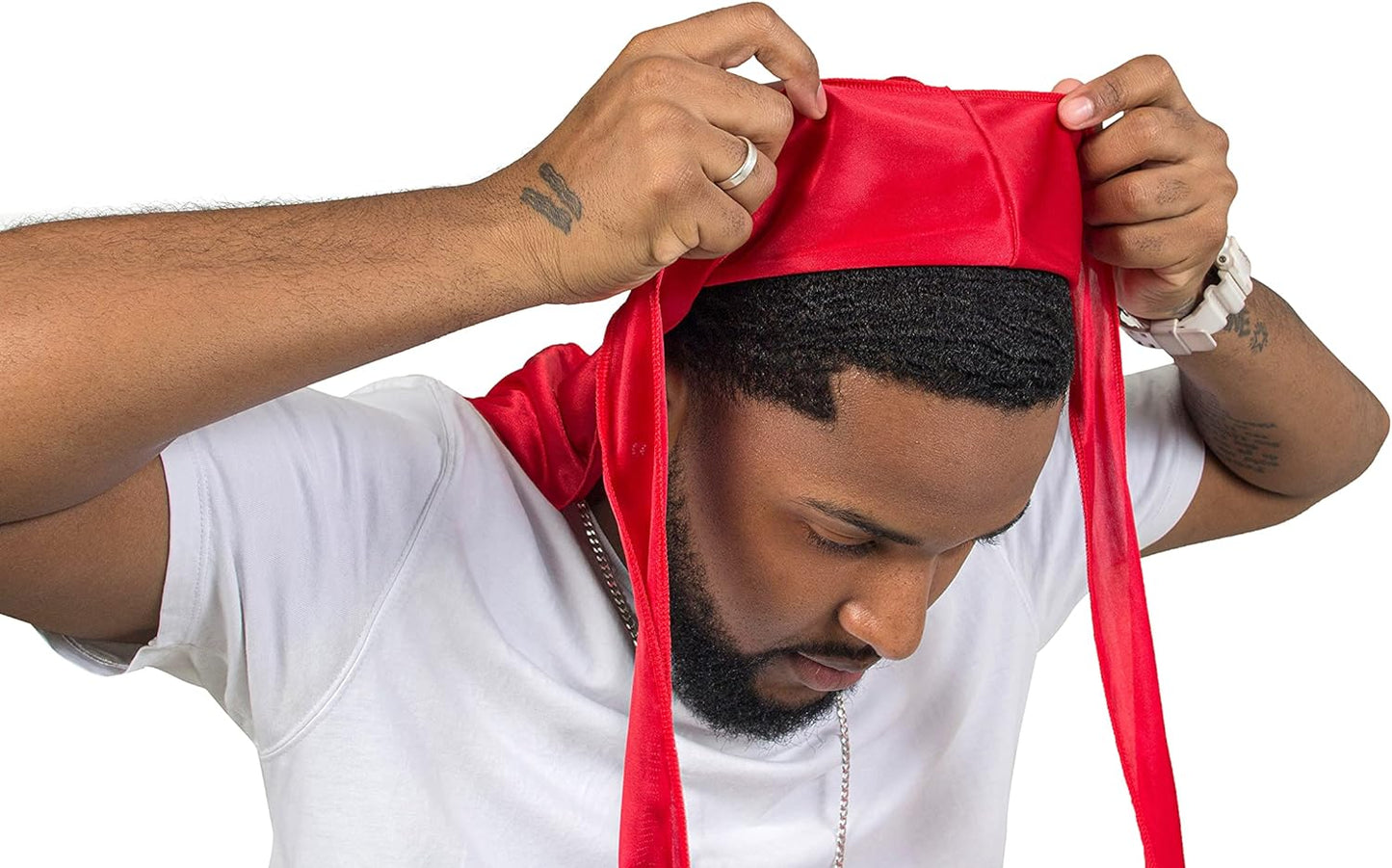 Durags for Men, Silky Satin Durag, Do Rag for Waves, 2 Pieces | Long Straps, Wide Band, Breathable Fabric, Smooth Texture, Unisex Fit, for Workout, Wave Compression, Nighttime Wear