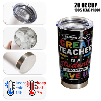 1 Pc, 40Oz/30Oz/22Oz/20Oz Stainless Steel Cup Teacher Appreciation Gift Vacuum Insulated Travel Flask Tumbler 18/8 Food Grade Double Wall Cup Insulated Drink Cup with Leak Proof Lid Keep Cold 24H Hot 12H Car Cup Holder Friendly for Teacher Stud