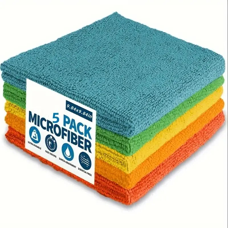 Microfiber Cleaning Cloths, Multi-Color Pack (5/10/20/50Pcs, 9.84X9.84In) - Quick-Dry, Scratch-Free, Durable for Kitchen Bath Daily Clean on Indoor Surfaces