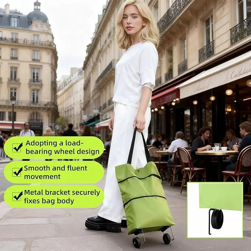 Collapsible Shopping Grocery Bag with Wheels Rolling Tote Bag with Wheels Large Reusable Shopping Bags Foldable Cart