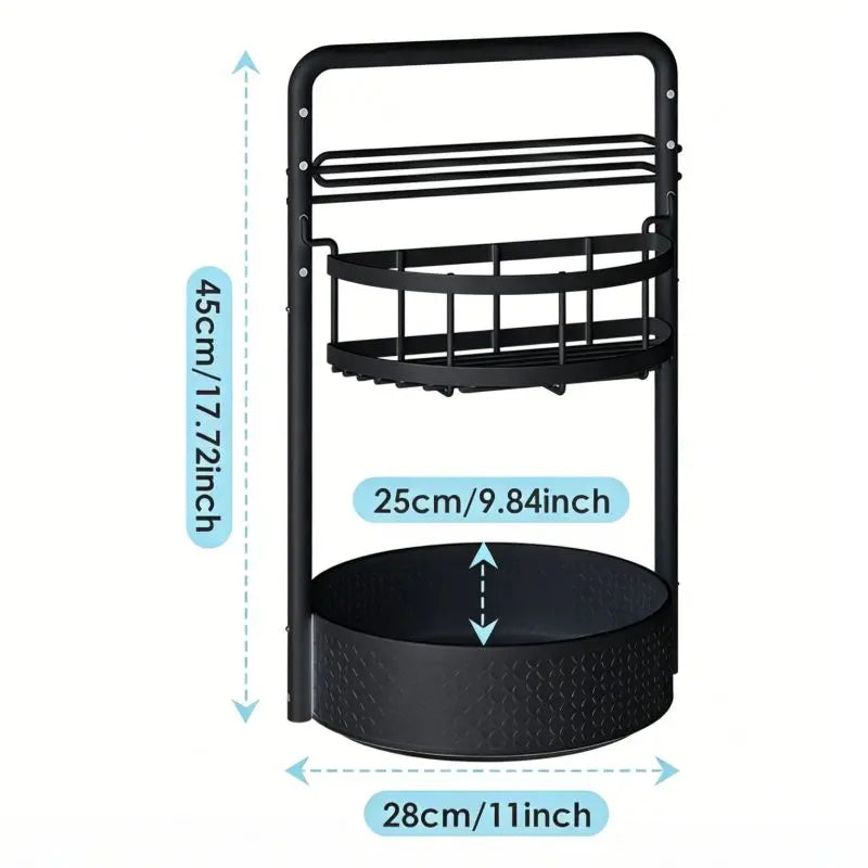 2 Tier 360 Rotating Spice Rack Lazy Susan Organizer, Heavy Duty Metal Frame Countertop Caddy with Paper Towel Holder Keeps Seasonings & Condiments Easy to Reach for Homeowners, Cooks & Families, for Kitchen Countertop, Cabinet, Pantry & Table