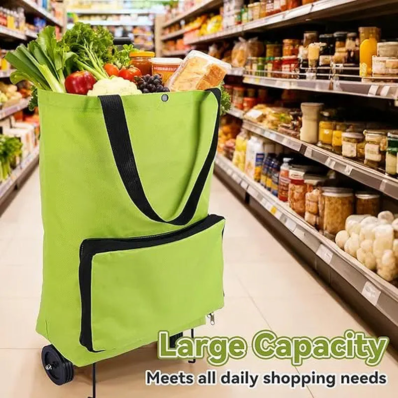 Collapsible Shopping Grocery Bag with Wheels Rolling Tote Bag with Wheels Large Reusable Shopping Bags Foldable Cart