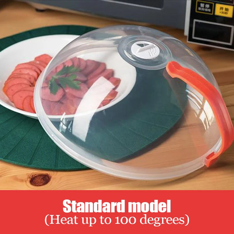 Microwave Splash Cover High Temperature Resistant Microwave Guard Lid Transparent Food Heating Cover with Steam Vent and Handle