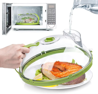 Microwave Splash Cover High Temperature Resistant Microwave Guard Lid Transparent Food Heating Cover with Steam Vent and Handle