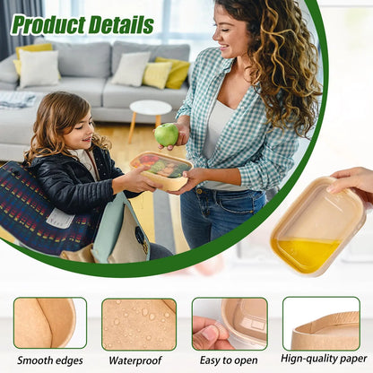 Summer Sale Kesaplan 50Pack Disposable Kraft Paper Bowls with Lids and Forks,29Oz/35Oz Square,Meal Prep Containers Disposable Large Paper Bowls, Leakproof Food Containers Treat Soup Serving Bowl, Microwave Safe for Hot/Cold Food Compostable