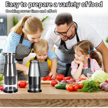 Multifunctional Stainless Steel Garlic Chopper, Onion Press, Manual Vegetable Chopper, Easy Clean, Silver