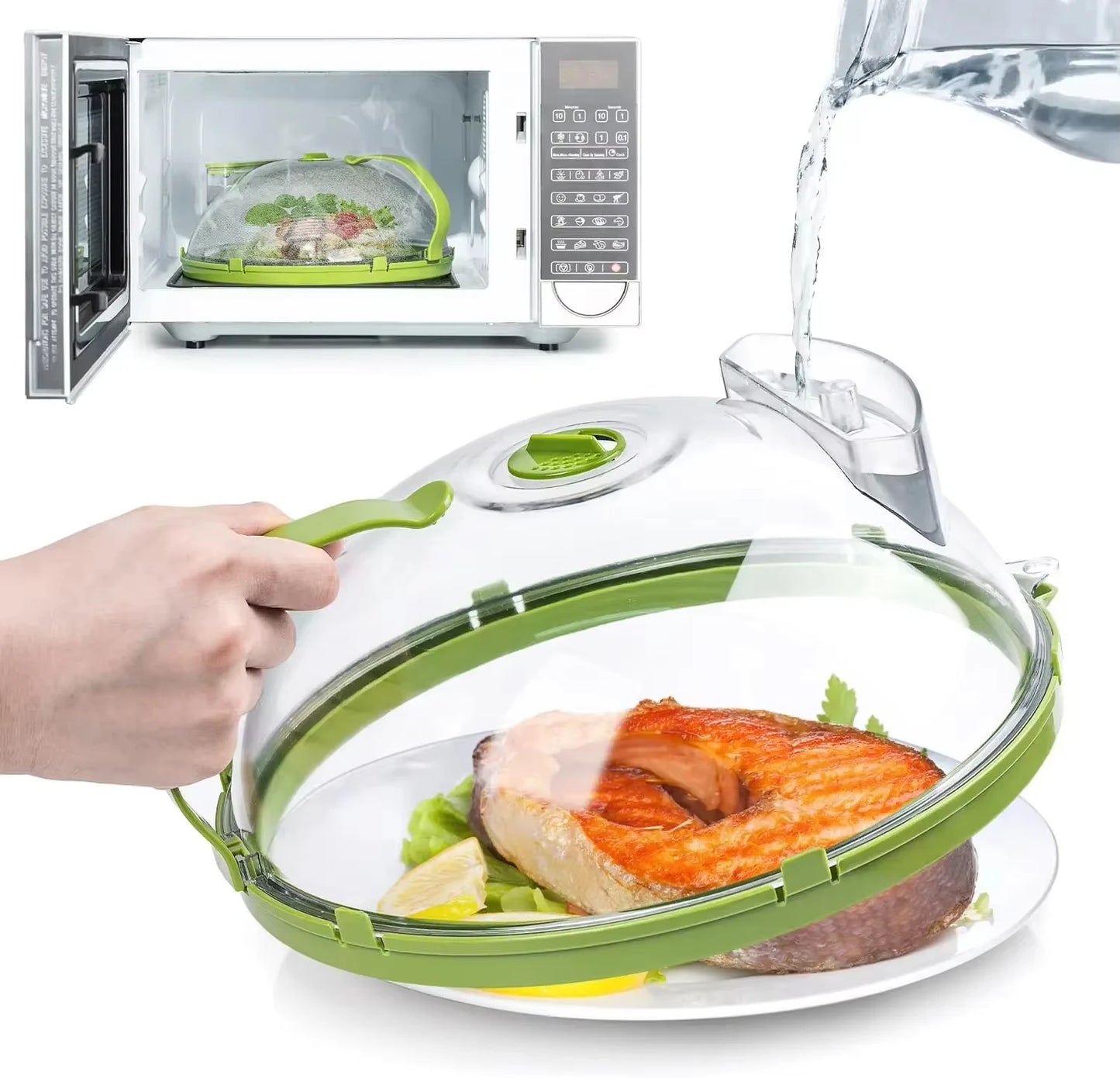 Microwave Splash Cover High Temperature Resistant Microwave Guard Lid Transparent Food Heating Cover with Steam Vent and Handle