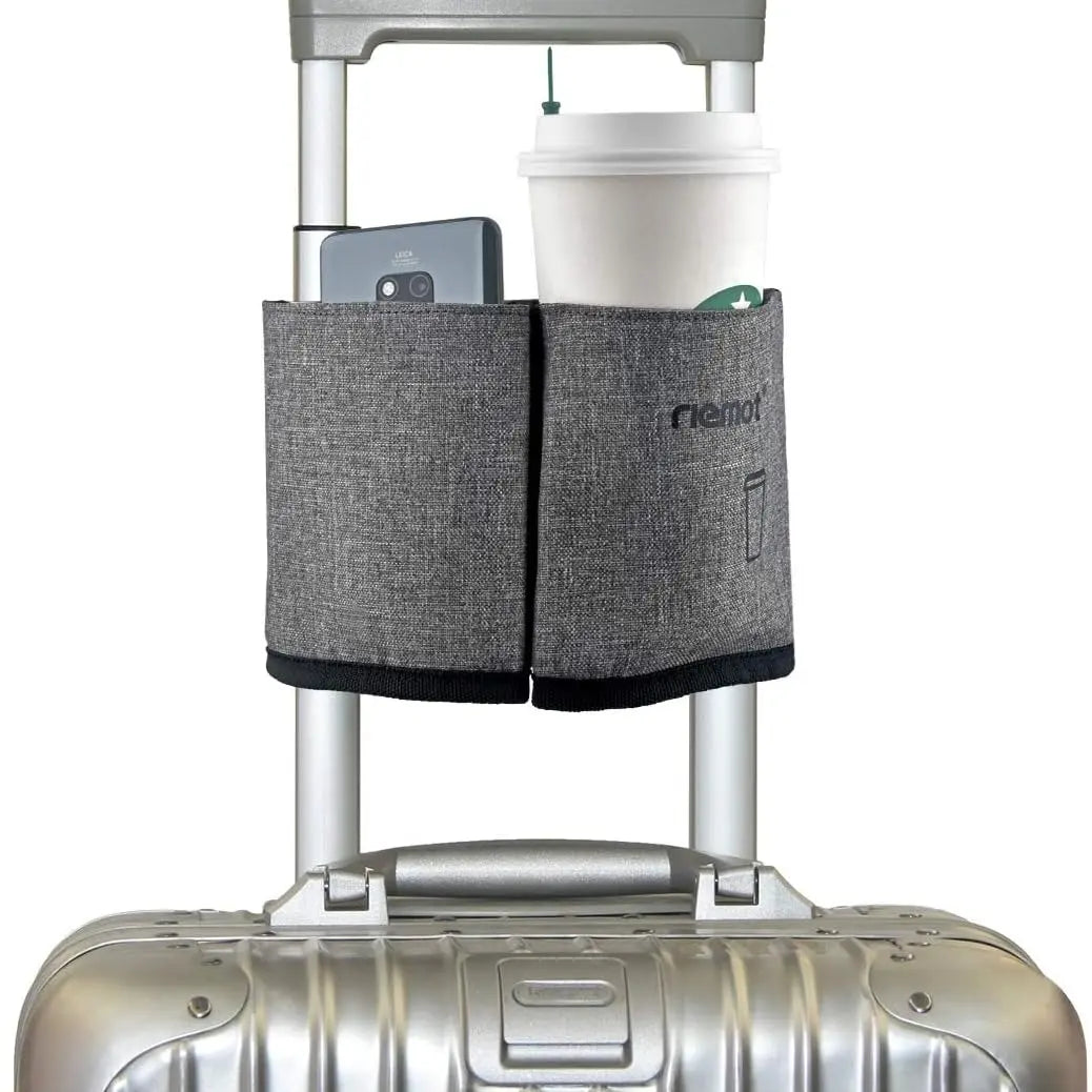 Stylish Luggage Cup Holder - Organized, Functional Roll-On Suitcase Handle Accessory, Hands-Free Drink Carrier, Accommodates 2 Mugs, Secures Mugs, Travel Gifts for Flight Attendants