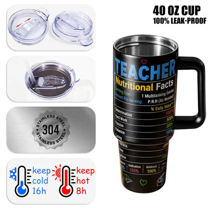 1 Pc, 40Oz/30Oz/22Oz/20Oz Stainless Steel Cup Teacher Appreciation Gift Vacuum Insulated Travel Flask Tumbler 18/8 Food Grade Double Wall Cup Insulated Drink Cup with Leak Proof Lid Keep Cold 24H Hot 12H Car Cup Holder Friendly for Teacher Stud